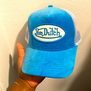 Von Dutch velvet blue trucker hat